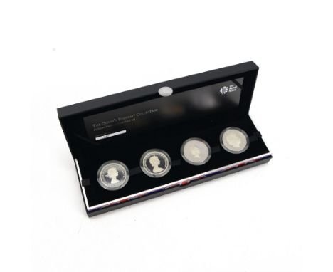 The Royal Mint United Kingdom 2013 'The Queen's Portrait Collection' four silver proof piedfort five pound coin set, cased wi