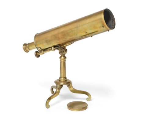 John Cuthbert (London) Brass Reflecting Telescope with 2 3/4'' mirror, 11 3/4'' 30cm barrel engraved with makers name; with e