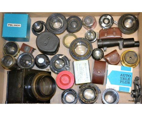 Various Lenses including MHR Co US Army M47 Tank telescope 1942, Taylor-Hobson Photostat No.4 Cooke Lens and Prism, Hermagis 