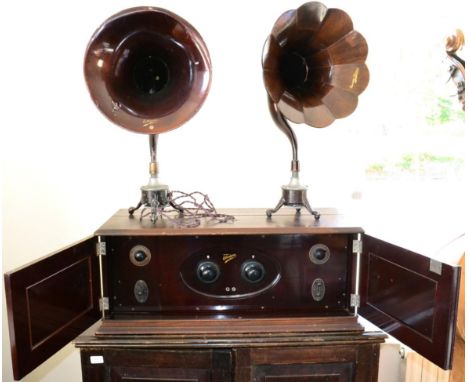Burndept 'The Ethodyne' Seven Valve Super-Heterodyne Receiver consisting of Model No.1587 Receiver with two tuning dials, vol