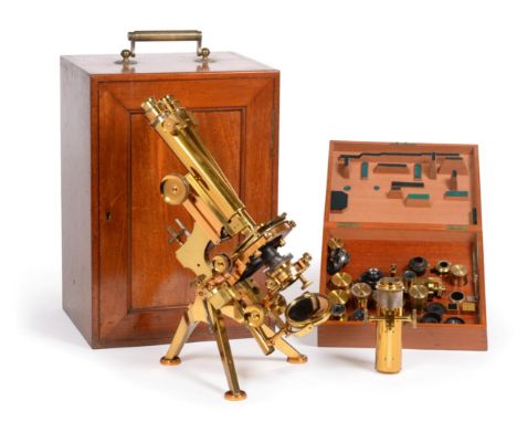 A Fine Watson ''Van Heurck'' Binocular Microscope No. 5414. This was Watson's finest model of a brass compound microscope sta