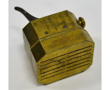 W &amp; H Hutchinson (Sheffield) Scarificator with brass case and depth adjuster, in leather covered case with label 'W&amp;H