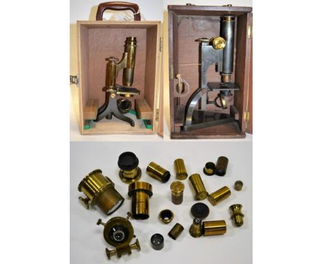 Microscopes Milliken &amp; Lawley and R&amp;J Beck, 17015 (both cased) together with various loose lenses: R&amp;J Beck, E Le