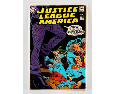 DC Comics: Justice League of America No. 75 featuring the 1st appearance of silver age Black Canary (1969).Featuring the 1st 