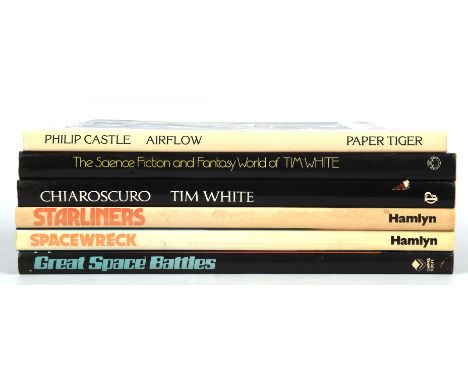 Science-fiction artbooks: A group of eleven (11) hardcover vintage science fiction artbooks and prose materials.This lot incl
