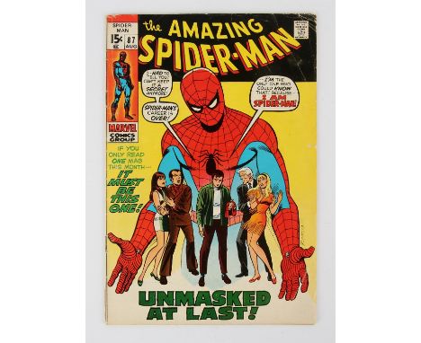 Marvel Comics: Amazing Spider-Man No. 87 (1970).The 1st Black Spider-man character story by Marvel. Amazing Spider-man reveal