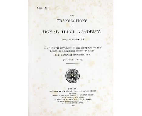 R.I.A.: Macalister (R.A.S.)&nbsp;On an Ancient Settlement in the South West of the Barony of Corkaguiney, Co. Kerry, Lg. 4to 