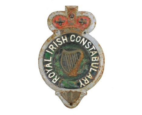 Co. Tipperary: [R.I.C.] a 19th Century Royal Irish Constabulary Barracks Sign, with Crown surmounted and central Harp, with i