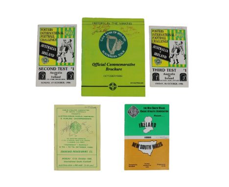 The G.A.A. Down Under  G.A.A. &amp; Australian Rules: Official Commemorative Brochure, October 1986, 4to Melbourne 1986, illu