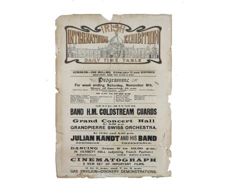 The 1907 Irish International Exhibition  Broadside Poster: [Dublin 1907]&nbsp;Irish International Exhibition, Daily Time Tabl