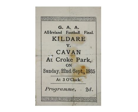 1935 All-Ireland Football Final  G.A.A.:&nbsp;Football, 1935 Programme,&nbsp;All-Ireland Football Final, Kildare v. Cavan at 