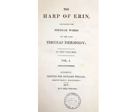 Dermody (Thos.)&nbsp;The Harp of Erin,.. Poetical Works, 2 vols. Lond. 1807, new cloth;&nbsp;The Poems of Thomas D'Arcy McGee