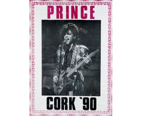 Music: [Co. Cork]&nbsp;Prince-The Nude Tour, July 1990, a broadside promotional Poster depicting the Artist on stage playing 