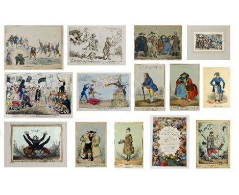 [Caricatures]:&nbsp;A portfolio of satirical coloured engraved Prints by Rowlandson, Cruikshank and others to include: * Betw