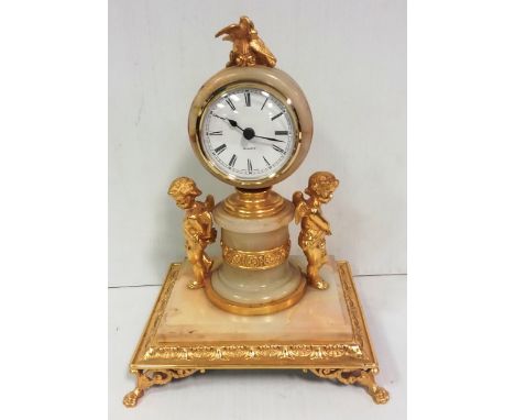 Elegant Ormolu Mounted  Marble & Brass Mantle Clock