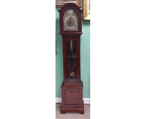 Edw Mahogany Grandfather Clock with Brass and Chrome Dial