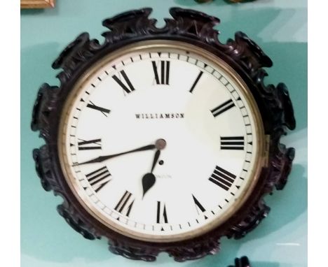 Early Vict Walnut Fusee Wall Clock by Williamson of London