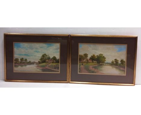 Pair of Edw Gilt Framed Watercolours by F Watson R W S