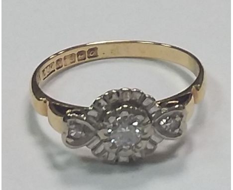 18 CT Gold Vintage Diamond Ring, Size M & 1/2