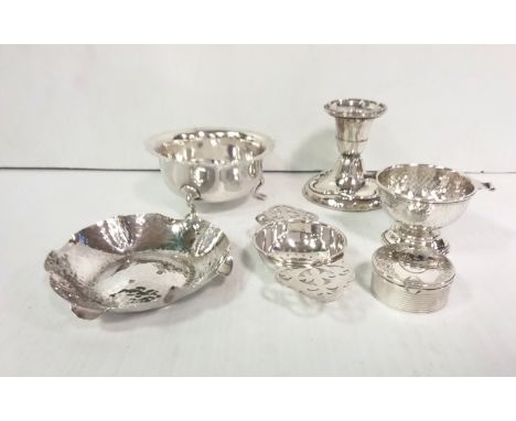 Misc Lot of Solid Silver; Candle Stick, Bon Bon Dish, Ash Tray, Etc