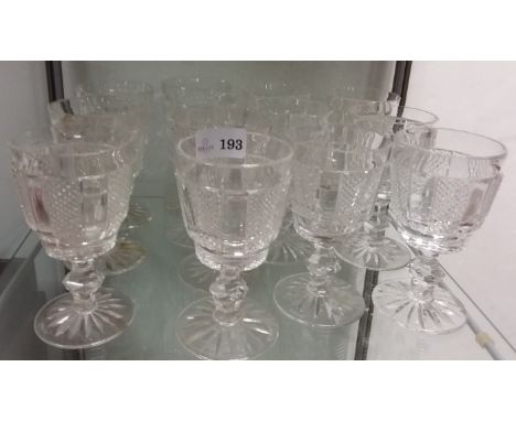 Set of 13 Vintage Waterford Crystal Diamond Cut Wine Goblets 