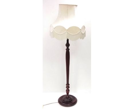 Very Clean Carved Walnut Standard Lamp & Shade