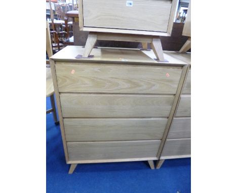 A MODERN LIGHT OAK CHEST, of four long drawers, approximate size width 80cm x depth 47cm x height 101cm, 'John Lewis' label a