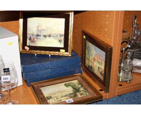 THREE BOXED COALPORT PLAQUES, Views of England & Wales after J.M.W. Turner, to include 'Worcester Cathedral', 'Richmond Hill'