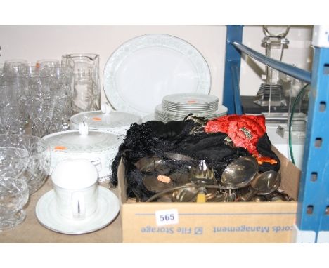 ROYAL WORCESTER 'ALLEGRO' DINNERWARES, (23 pieces), a quantity of cutlery and a shawl etc