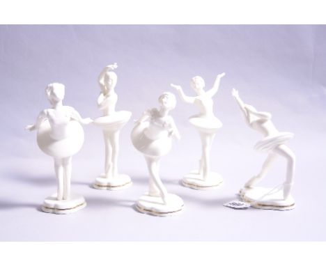 FIVE ROYAL WORCESTER BALLET FIGURES, 'Grace', 'Blithe Spirit', 'Joy', 'Pirouette' and 'Soubrette', all cream (5)