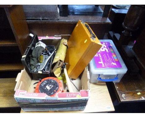 A BOX AND A PLASTIC BOX, containing a quantity of hand tools, etc