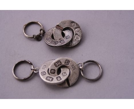 TWO SILVER DUNHILL KEYRINGS, hallmarks for London (sd)