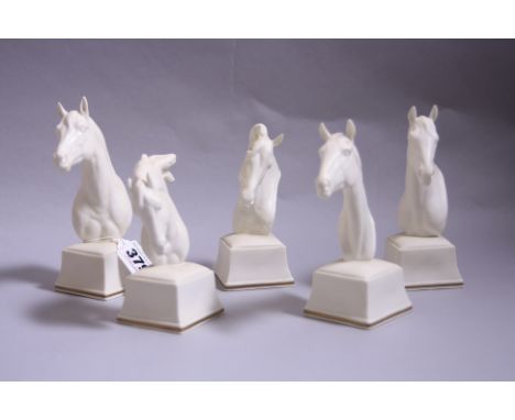 A SET OF FIVE ROYAL WORCESTER EQUINE BUSTS, 'Astrope', 'Bronte', 'Eous', 'Phlegon' and 'Pyroeis' modeller Doris Linder, all w