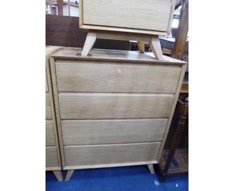A MODERN LIGHT OAK CHEST, of four long drawers, approximate size width 80cm x depth 47cm x height 101cm, 'John Lewis' label a