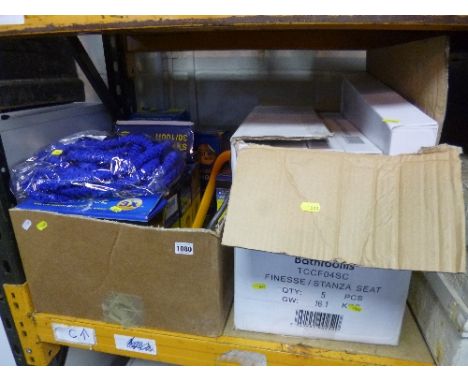 A BOX CONTAINING A QUANTITY OF MAGIC EXPANDING HOSES, etc and a box containing a quantity of toilet seats