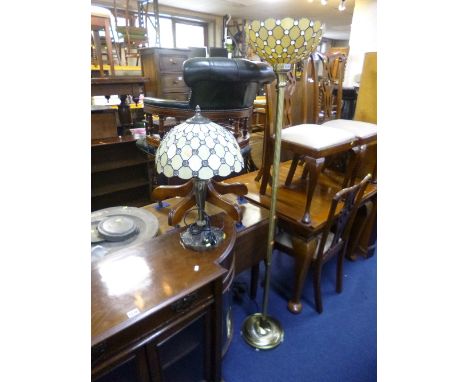 A TIFFANY STYLE UPLIGHTER, and a similar table lamp (2)