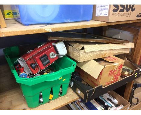 Shelf of assorted including toys