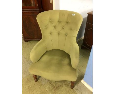 Green button back chair