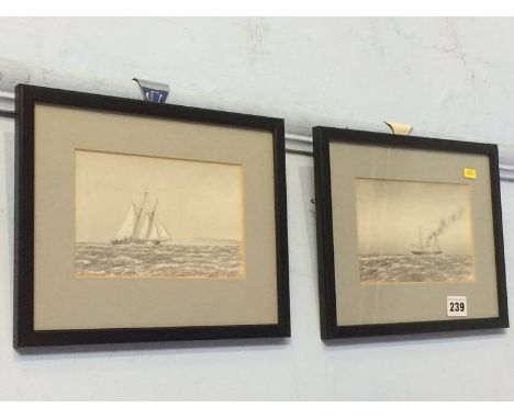 Pair of pencil drawings by Hugh Constable