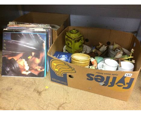 Shelf of assorted including LPs