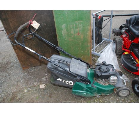 An Atco mower with grass box - engine turns.