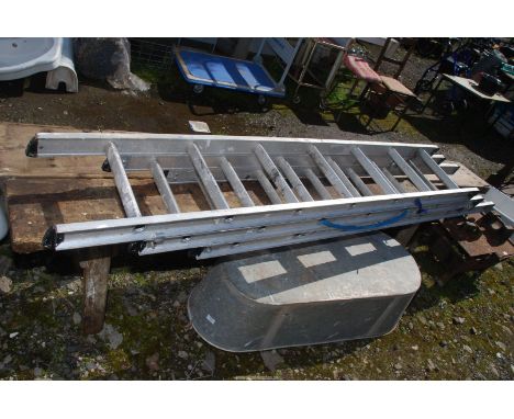 A compact triple extension ladder.