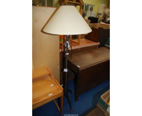 A lamp stand with shade.