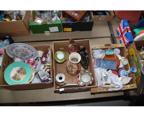 Three boxes of china, Royal Worcester plate (a/f.).