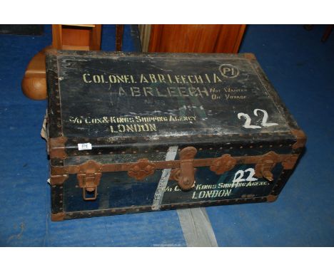 Metal bound trunk, incl. Bullet, Warlord and motor magazines inside the trunk, 33" x 14" x 20 1/2".