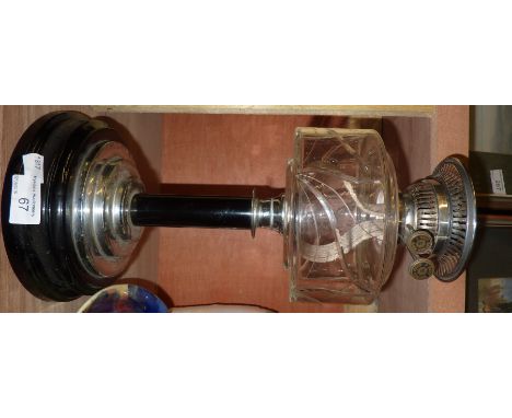 Glass and chrome paraffin lamp