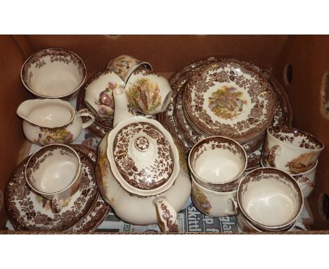 Box of Royal Worcester Palissy 'Game Series' part dinner service