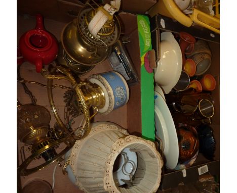 Light fittings, collector's plates, glass vases, ceramics, Wedgwood etc 