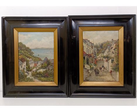 R Keysen, Clovelly, oil on canvas, signed, 24 x 27, and its pair (2)