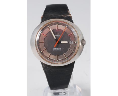 An Omega Dynamic gents steel cased wristwatch, having a signed grey dial with sweep seconds hand over a silvered mid-section,